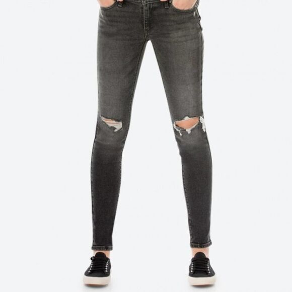 Levi's 711 Skinny Bandit Black Distressed Jeans - Picture 11 of 11